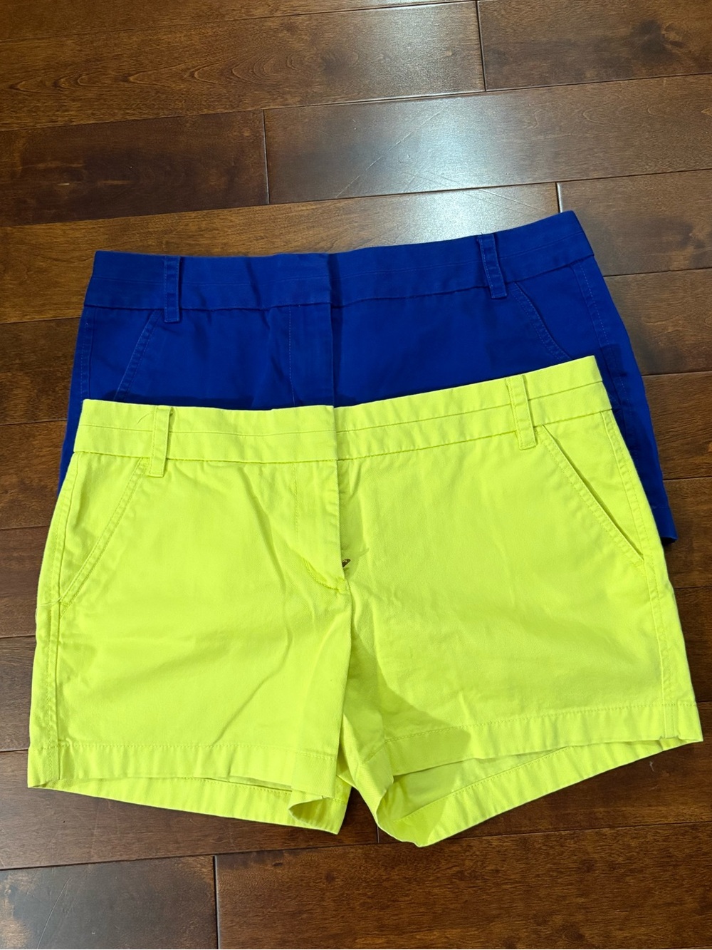 J. Crew Neon Lime and Cobalt Blue Cotton Shorts Duo